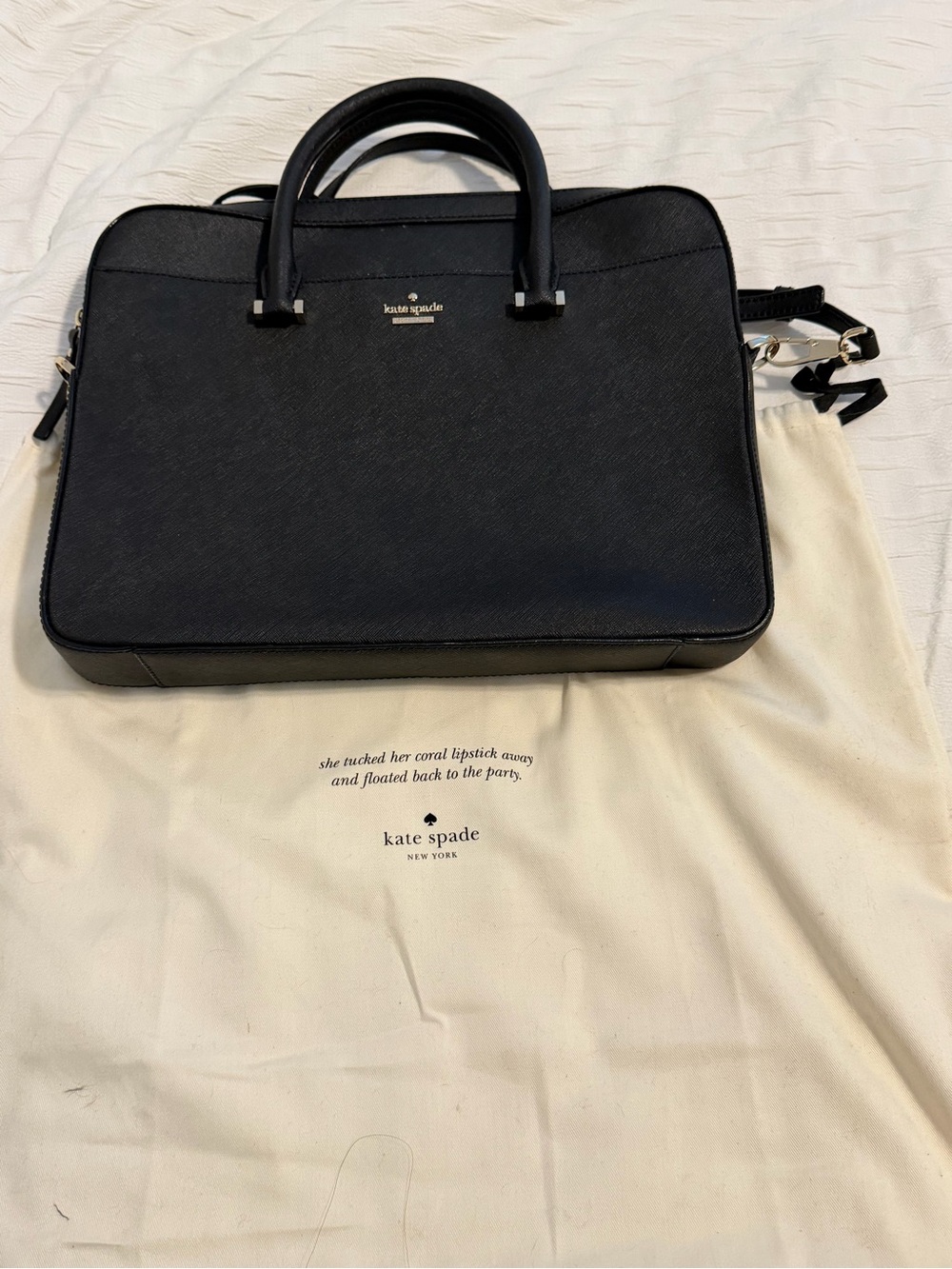 kate spade Black Saffiano Leather Laptop Bag w/ Detachable Strap (READ DETAILS)